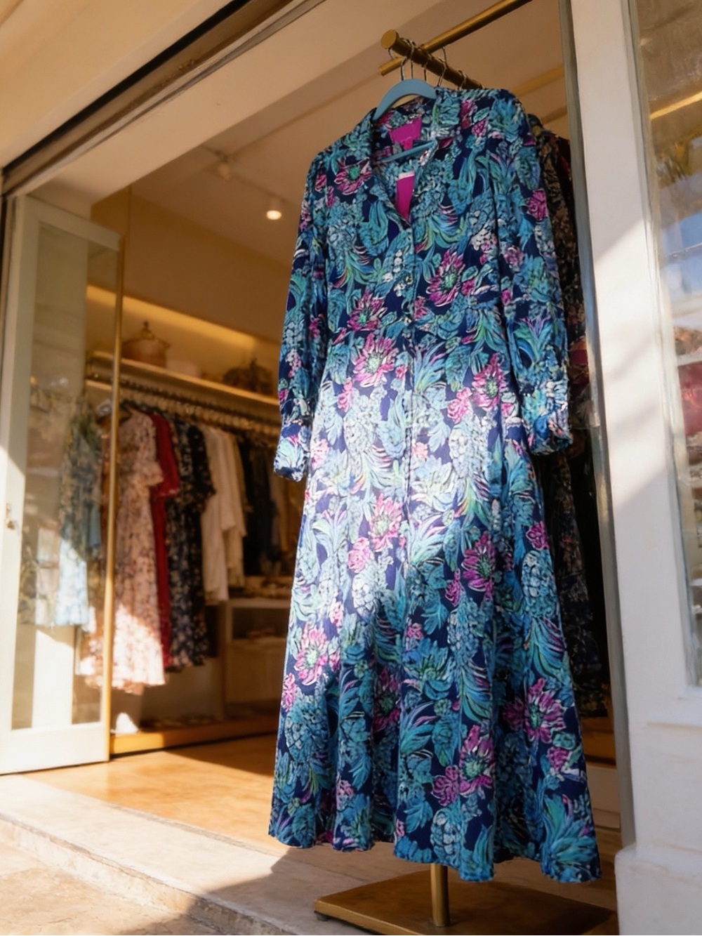 NWT Lilly Pulitzer Floral Long Sleeve Dress - Picture 2 of 9